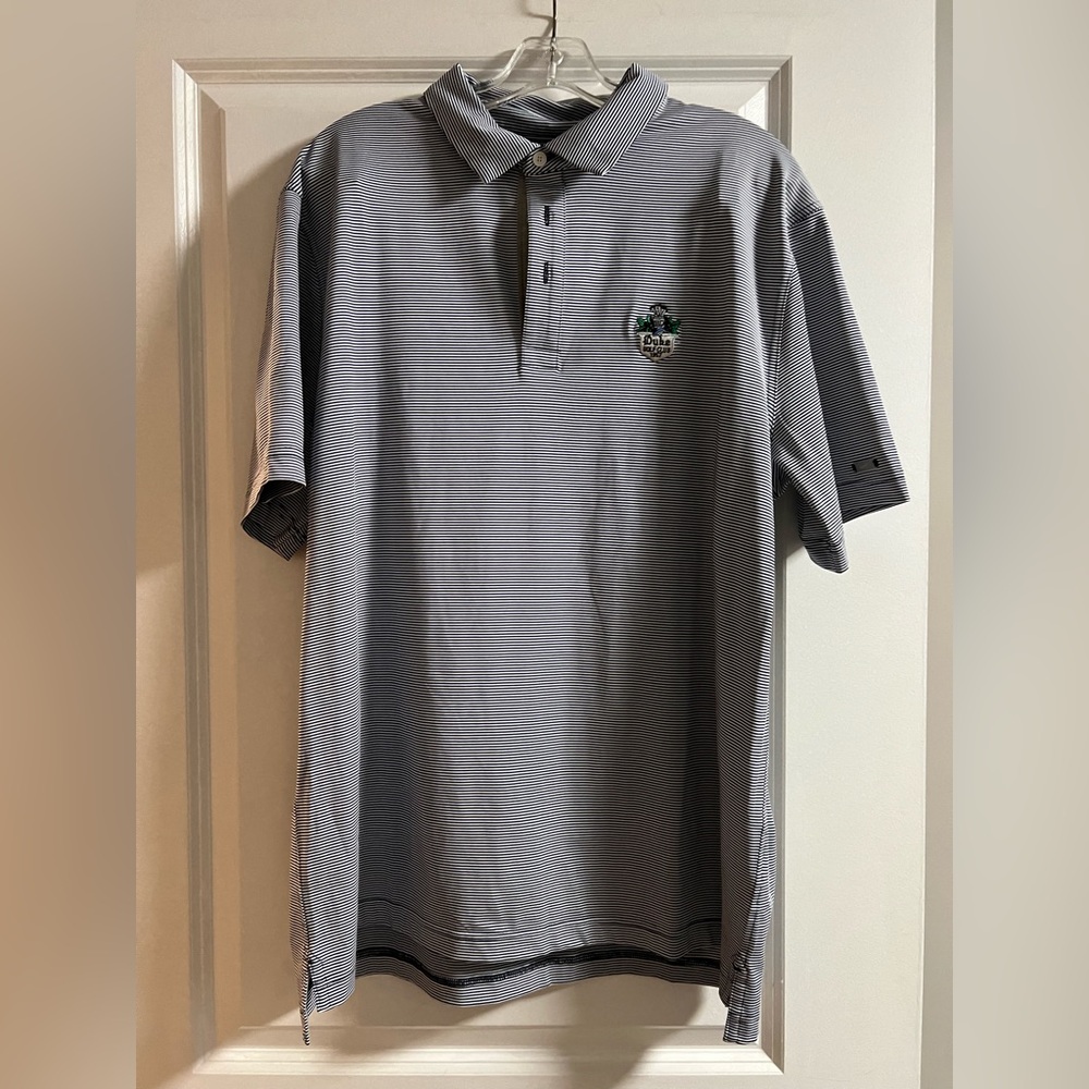 Navy Blue/White Striped Duke Golf Club Nike Polo Shirt